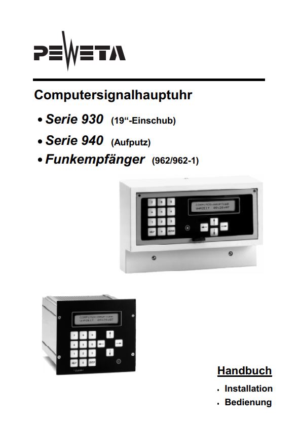 PEWETA Computerhauptuhr Typ 930 & 940 Bedienungsanleitung